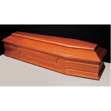 Funerale per adulti Cina Produzione di legno di Paulownia Nuovo stile europeo Cofanetto per bara Cremazione con finitura in velluto lucido e fornitore di intagli tradizionali