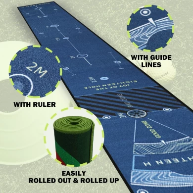 Printed Full Color Golf Putting Mat for Indoor Freshmen Training Golf Set for Kids Adult Mat with Non-slip Rubber Backing