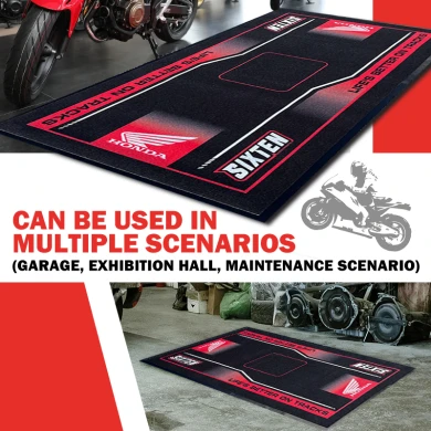 Custom Anti-Slip Motorcycle Floor Mat with Logo Tufted Braided Square Pattern PVC Rubber Bottom for Home Office Outdoor Parking - COPY - jp0lht