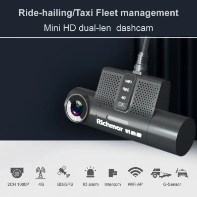 Mini Dual lens 4G Wireless Dashcam Driving Recorder with GPS Tracking for Taxi Truck Bus