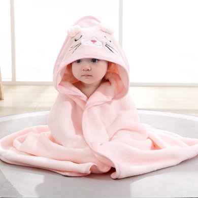 Flannel Animal Microfiber Baby Bath Towel Cute Bear Hooded Beach Towel Kids Newborn Blanket