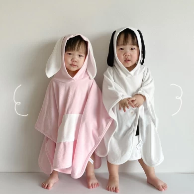 100% 纯棉动物形状婴儿浴巾可爱熊连帽沙滩巾儿童新生儿毛毯