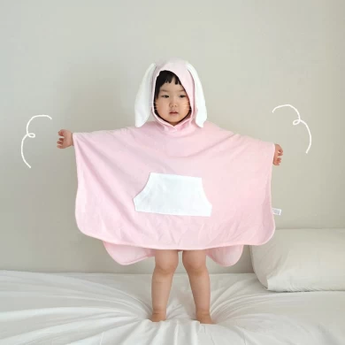 100% Cotton Hooded Towel Cute Bear Baby Bathrobe Newborn Infant Bath Towel