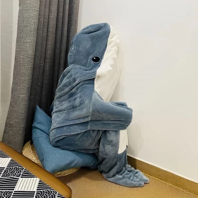 Shark Wearable Flannel Blanket Animal Hoodie Blanket Sleeping Bag - COPY - bsrotq