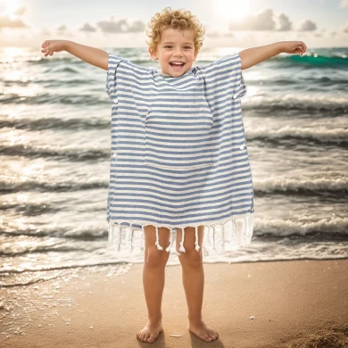 Cotton Children Surf Poncho Turkish Hooded Poncho Kids Hooded Towel