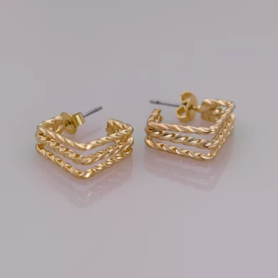 Exquisite Geometric Jewelry Small Twist Hoop Square Earrings.