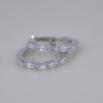 Exquisite Fashion Crystal Cubic Pave Jewelry Hoop Earrings.