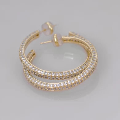 Fashion Jewellery Full Pavement Zircon Hoop Earring.