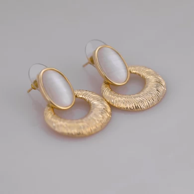Fashion Trendy Jewelry Wholesale White Cat Eye Stone Earring.