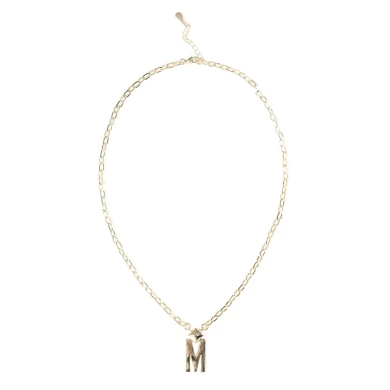 Initial Letter-M Pendant Chain Necklace.