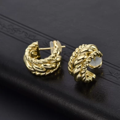 18K Gold Plated Wide Twisted Hoop Earring.