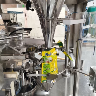 เครื่องบรรจุขนม Gummy Bears อัตโนมัติแบบโรตารี่ Premade Bag Nuts Fry Fruit Doy Packaging Machine
