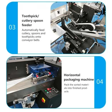 Otomatik Tek Kullanımlık Plastik Çubuklar Dondurma Kaşığı Peçete Çatal Bıçak Çatal Seti Akış Paketleme Makinesi