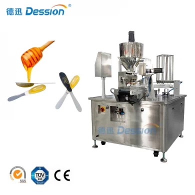 Automatic liquid honey edible spoons filling wrapping packing machine