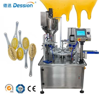 High-speed Honey Spoon Filling Sealing Machine Rotation Honey Plastic Spoon Packaging Machine