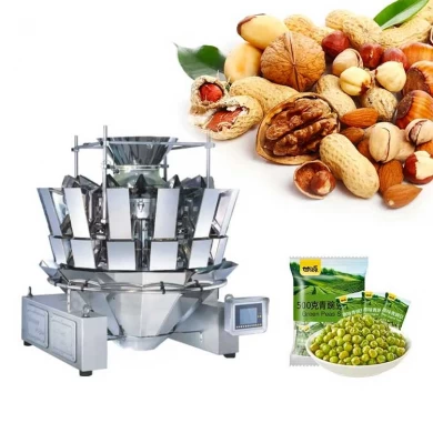 Máquina envasadora de alimentos hinchada de palomitas de maíz, pesadora de cabezales múltiples, fábrica de China