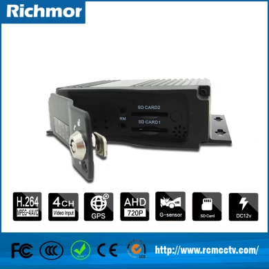 4CH cámara SD doble tarjeta DVR móvil con rastreo GPS 3 g