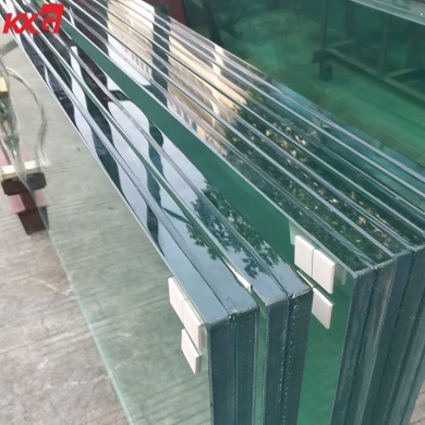 Vidrio laminado SGP templado transparente de 19 mm + 19 mm, vidrio laminado SGP templado transparente de 40,67 mm producido por la fábrica de vidrio KXG
