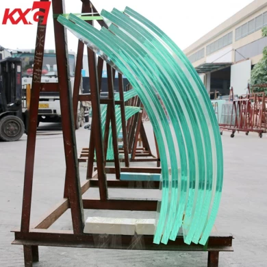 China building glass factory 21.52mm extra clear curve tempered laminated glass, extra clear 10104 bend safety toughened building glass