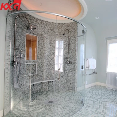 Pared de cristal moderada curvada sin marco decorativa del precio de fábrica para la ducha, el panel de pared de cristal casero del cuarto de baño
