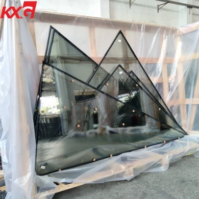 Triangular 6mm+12A+6mm double clear silk screen printing tempered insulated glass panels for commercial windows and curtain walls