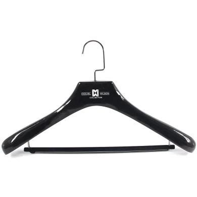 Maßgeschneiderte breite schulter china kleiderbügel lieferant schwarz luxus holz anzüge kleiderbügel mit hose bar [msw44]