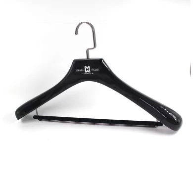 Maßgeschneiderte breite schulter china kleiderbügel lieferant schwarz luxus holz anzüge kleiderbügel mit hose bar [msw44]
