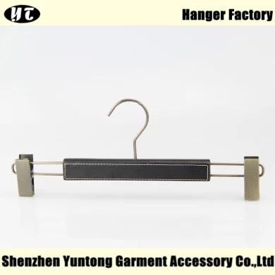 China hanger supplier black wood bottom hanger coated with leather [MBW-008]