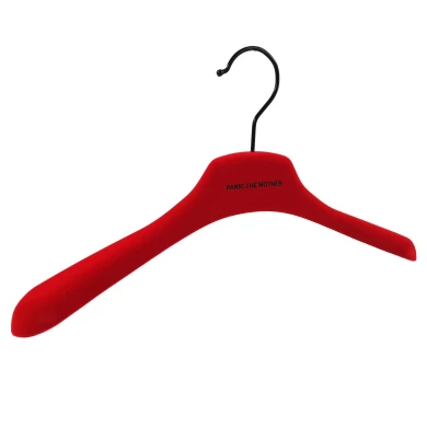 Customized hot red velvet flocked plastic hanger Christmas and New year gift hanger