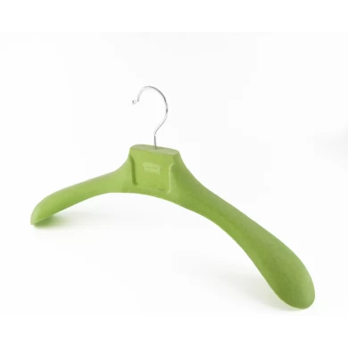 Grüner Samt-Kleiderbügel zum Anpassen des Logo-Kunststoff-Samt-Kleiderbügels für die Marke