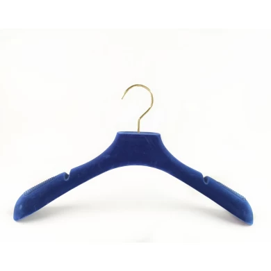 LY028 Blue velvet hanger unisex coat hanger customize color flocking hanger