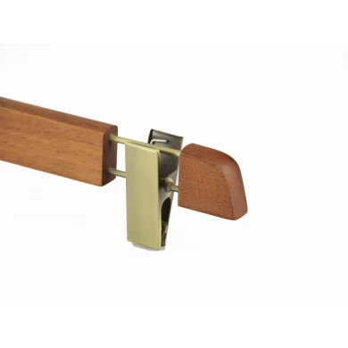 MBW-003 luxury brown wooden bottom hanger with metal plate logo