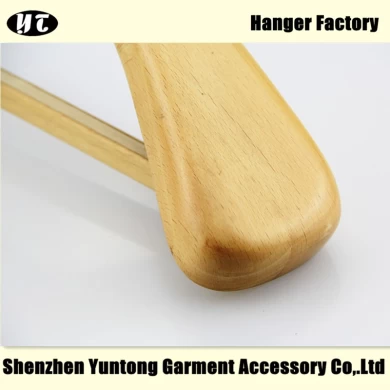 MSW-008 China hanger supplier  natural wooden suit hanger with bar