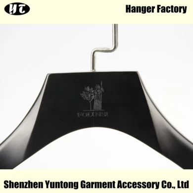MSW-013 customized black wooden clothes hanger wood material suit hanger with pant bar