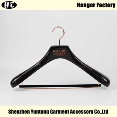 Gloss brown color for suits custom luxury wooden clothes China hanger supplier factory [MSW 023]