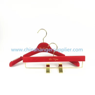 MTV-004 china hanger factory luxury red velvet flocked plastic hanger women coat jacket hanger