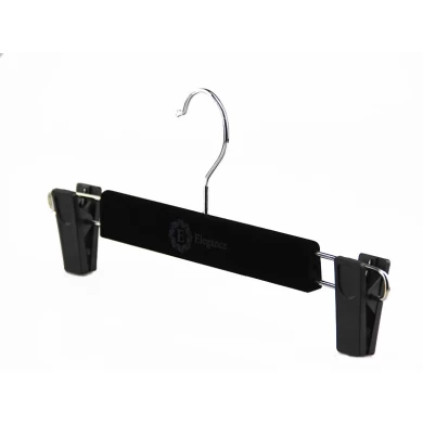 VPH-001 black velvet pants hanger with non slip surface for men or women