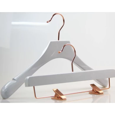 WBW-001 Beautiful China hanger factory white wooden pants hanger for skirt
