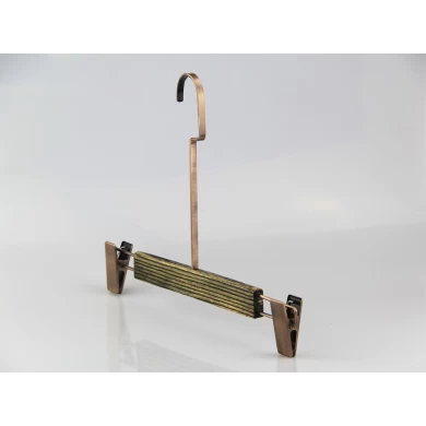 WBW-002 wooden pant hanger with long metal hook bottom hanger with clips