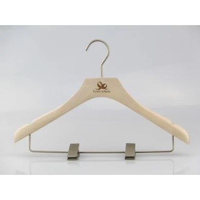 WSW-017 деревянная вешалка для одежды с металлическим зажимом для высокого класса на заказ