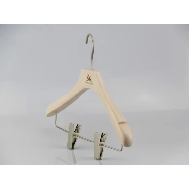 WSW-017 деревянная вешалка для одежды с металлическим зажимом для высокого класса на заказ