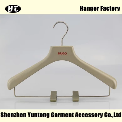 WSW-017 wooden clothes hanger with metal clip for high-end custom