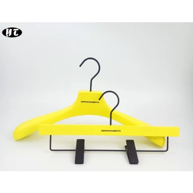 WSW-181 China hanger supplier shiny yellow women wood hangers wholesale wooden clothes hangers