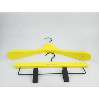 WSW-181 China hanger supplier shiny yellow women wood hangers wholesale wooden clothes hangers