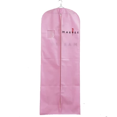 Le vêtement non tissé rose chaud met en sac la couverture de robe de mariage met en sac le logo adapté aux besoins du client