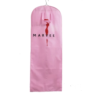 Warm pink non woven garment bags wedding dress cover bags customized logo