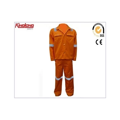 100% algodão uniforme de trabalho à prova de fogo, calças e jaqueta com refletor à prova de fogo