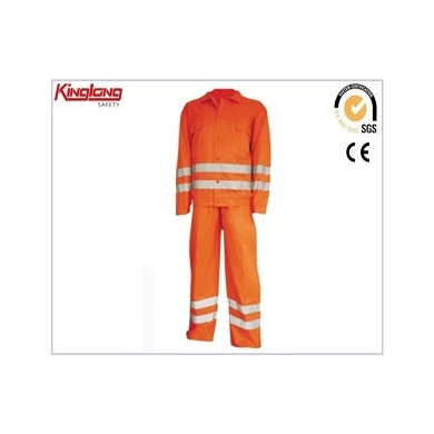 100% algodão uniforme de trabalho à prova de fogo, calças e jaqueta com refletor à prova de fogo