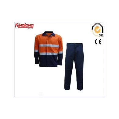 Поставщик рабочих костюмов повышенной видимости из 100% хлопка, защитная рубашка и брюки со светоотражающими лентами