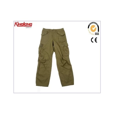 100%cotton fabric khaki color workwear cargo pants with multi pockets for men